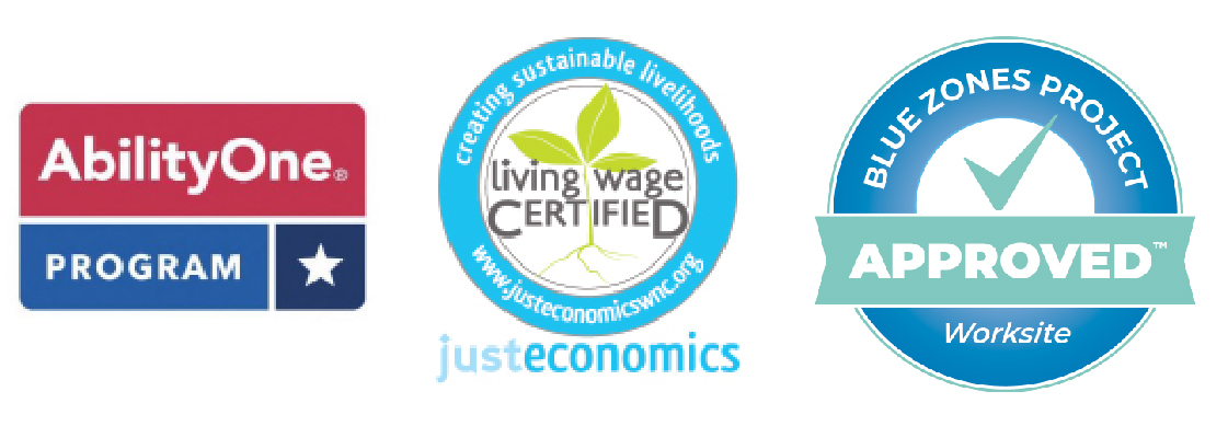 Living Wage Certified logo from Just Economics certifying TVS as a Brevard local business